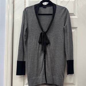 Club Monaco Gray and Black Cardigan Sweater with Bow Detail